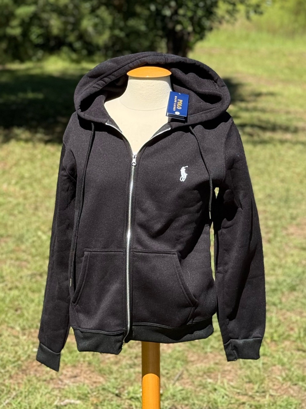 NWT Polo by Ralph Lauren Black Full Zip Hoodie Size Small (CMB0003)